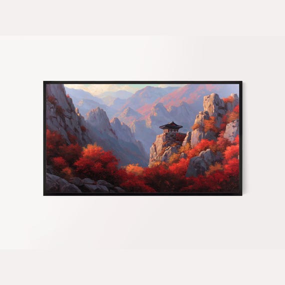 Seoraksan Mountain Autumn Korean Pavilion Valley Landscape Poster