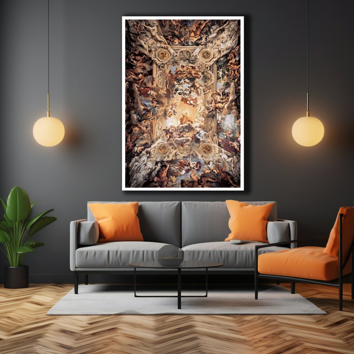 Sistine Chapel Ceiling Painting Michelangelo Wall Art Framed Dark Renaissance Art Large Wall Art Home Gift - Image 3
