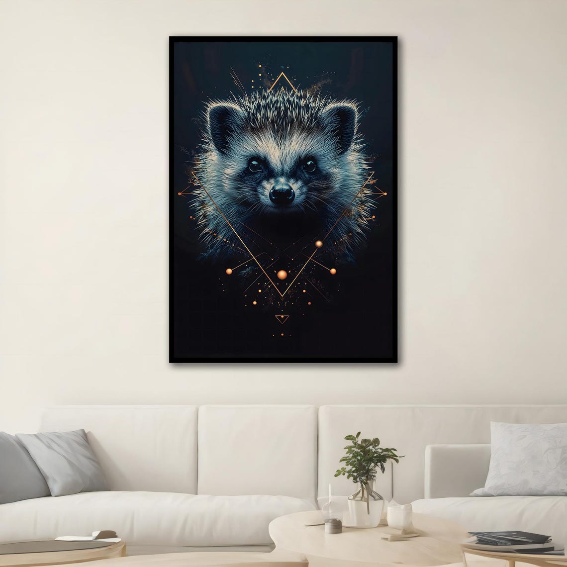 Geometric Hedgehog Constellation Dark Night Animal Art Poster - Image 2