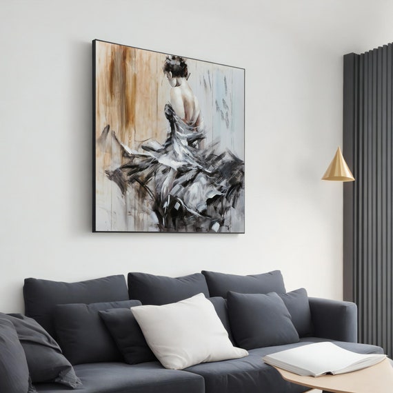 Graceful Ballerina Art Abstract Dance Painting Elegant And Expressive Wall Decor Modern Ballet Artwork Sophisticated Home Decor