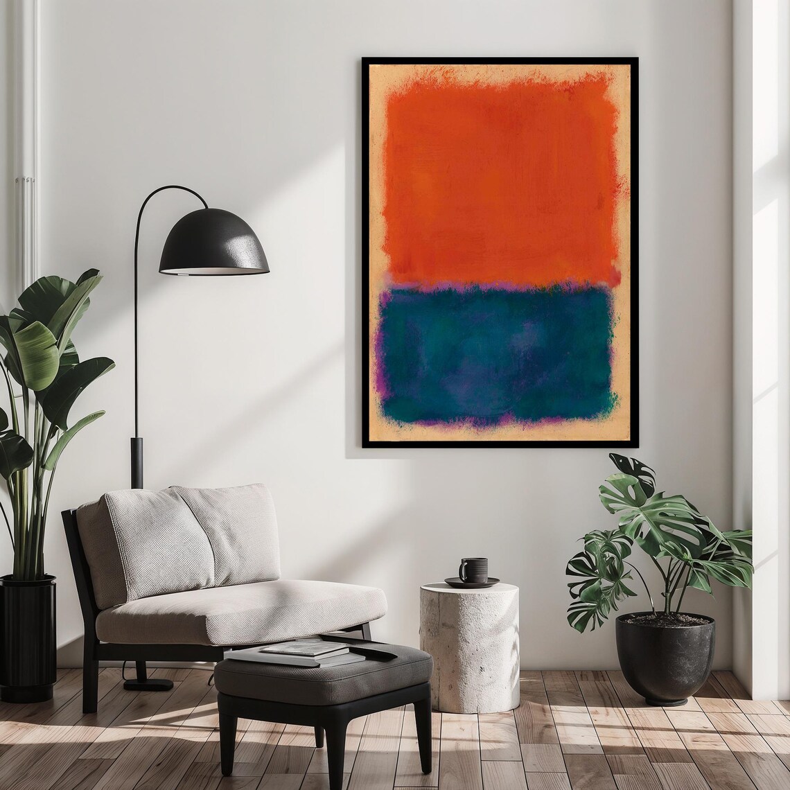 Stunning Mark Rothko Abstract Print Modern Wall Art Orange And Teal Framed And Ready To Hang Unique Gift - Image 2