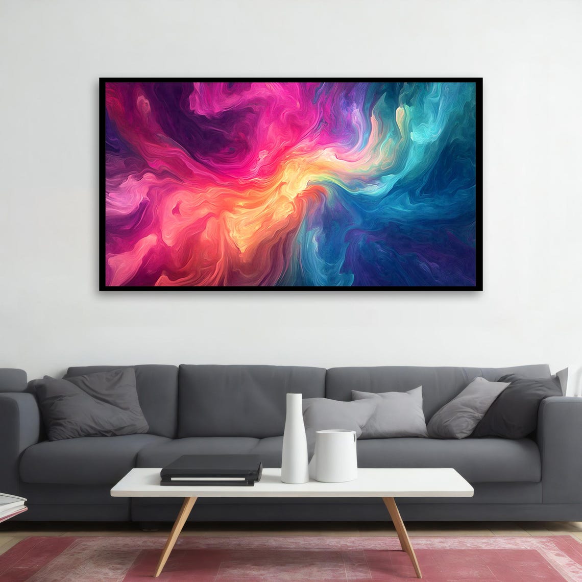 Colorful Fluid Swirl Abstract Flow Modern Vibrant Art Wall Poster - Image 2
