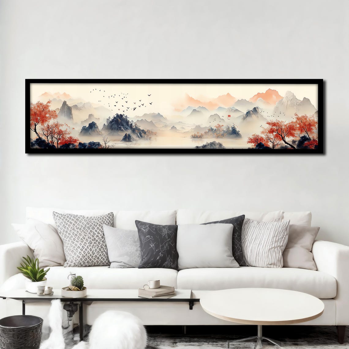 Chinese Ink Mountains Mist Panoramic Asian Landscape Art Poster - Image 3