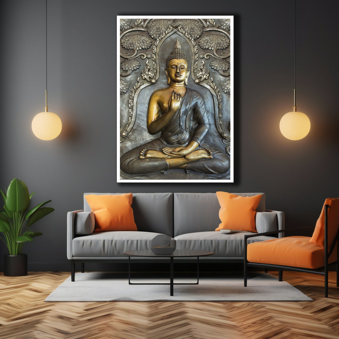 Buddha Print Asian Wall Art Meditation Wall Art Gold Buddha Artwork Framed Ready To Hang Buddhist Print Gift Idea - Image 3