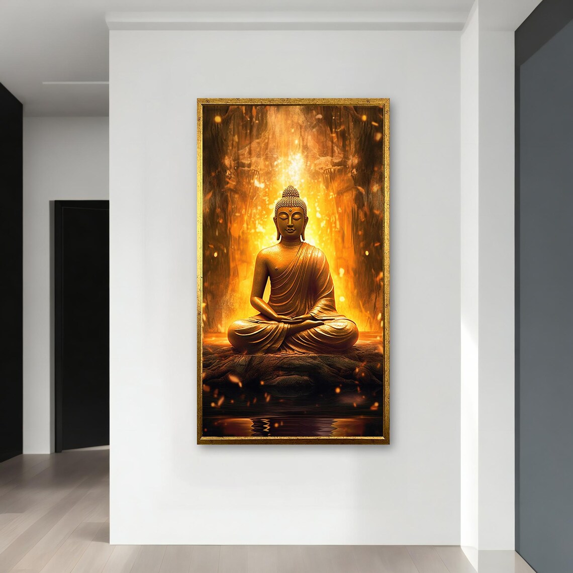 Golden Buddha Meditating In Radiant Warm Light Glow Serene Spiritual Poster - Image 4