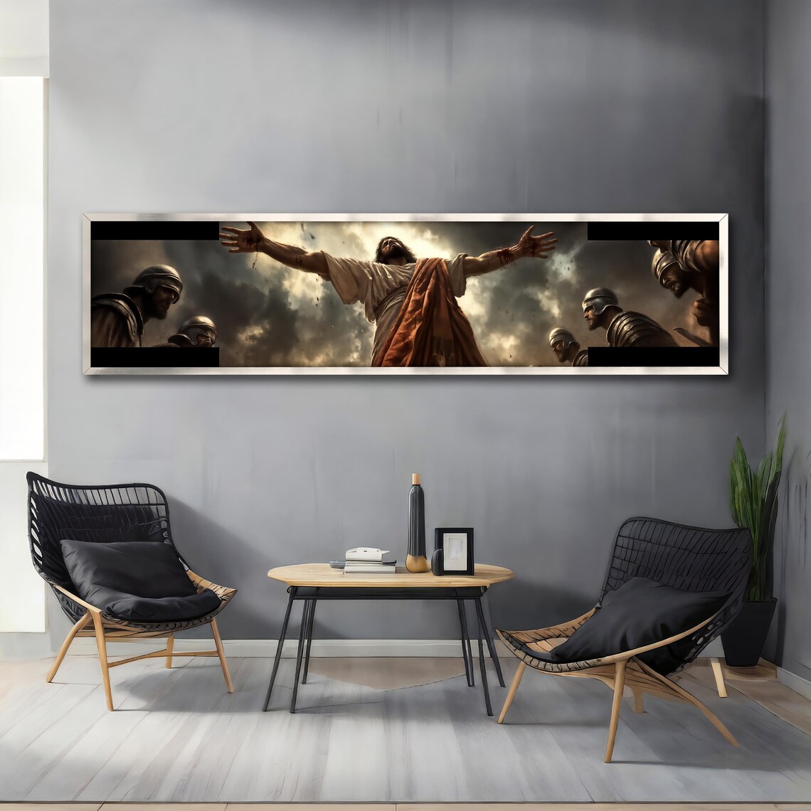 Jesus Arms Outstretched Crucifixion Dramatic Panoramic Religious Poster - Image 4