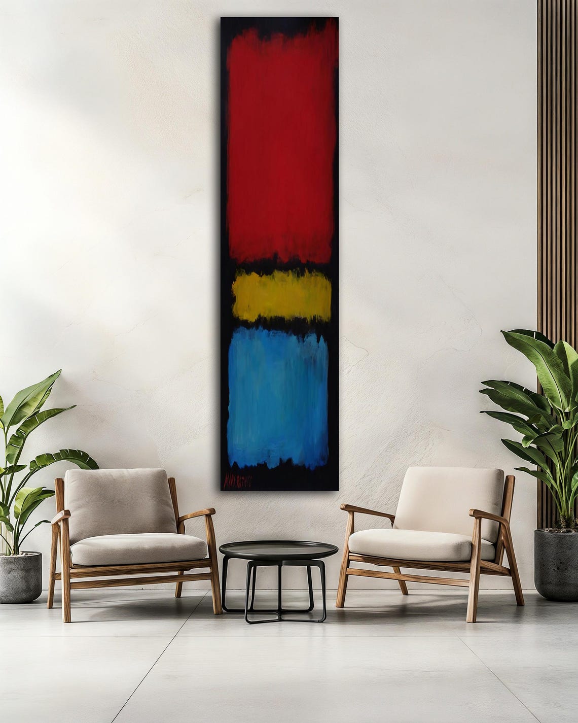 Rothko Style Red Yellow Blue Color Block Vertical Abstract Art Poster - Image 2