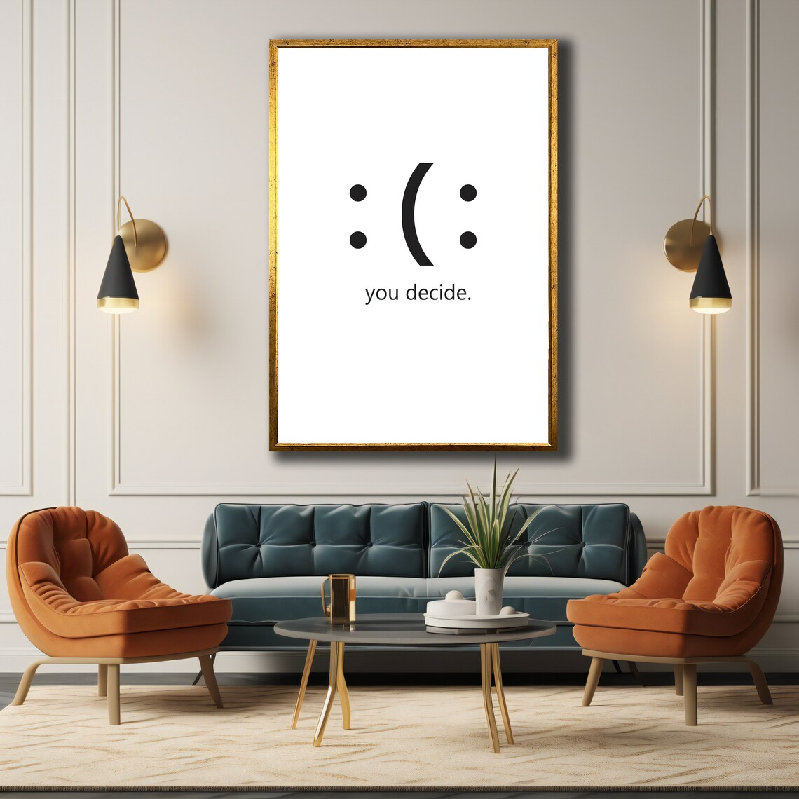 You Decide Smile Frown Faces Minimalist Motivational Quote Poster - Image 2