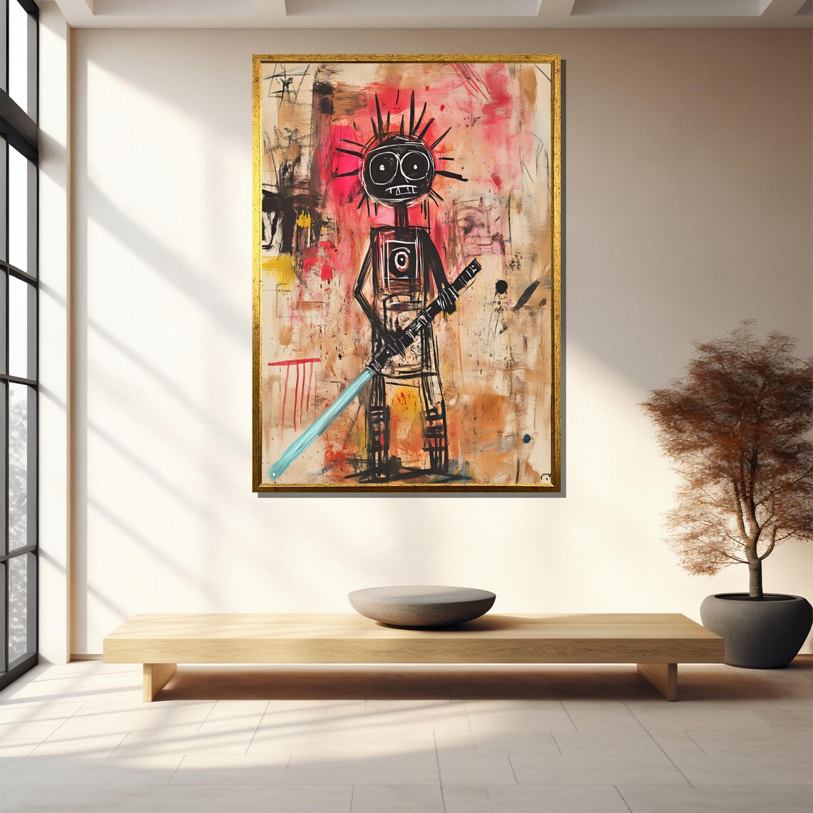 Basquiat Style Tribal Figure Staff Bold Expressionist Art Print - Image 5
