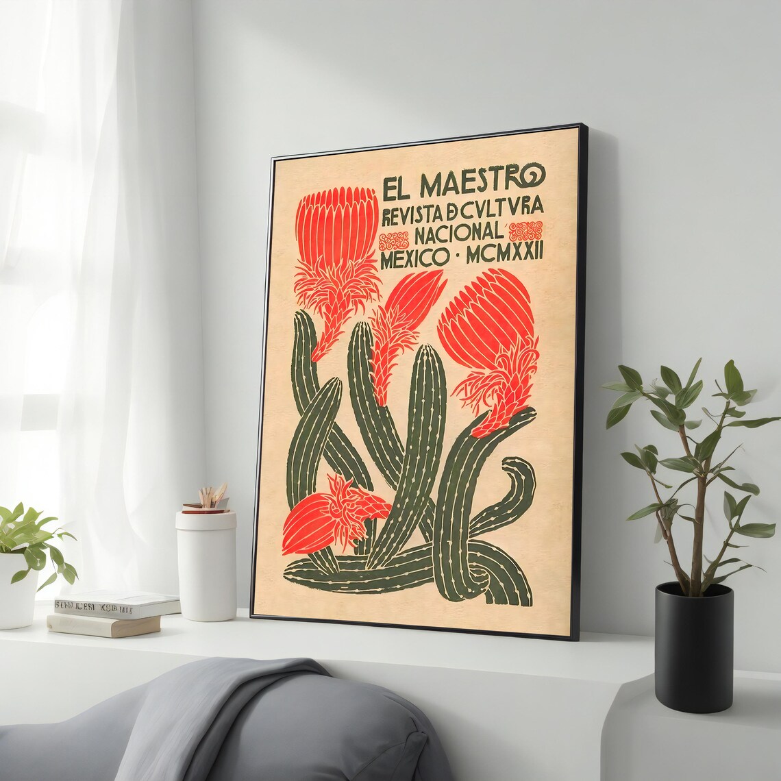 Diego Rivera El Maestro 1922 Cactus Flower Vintage Magazine Art Poster
