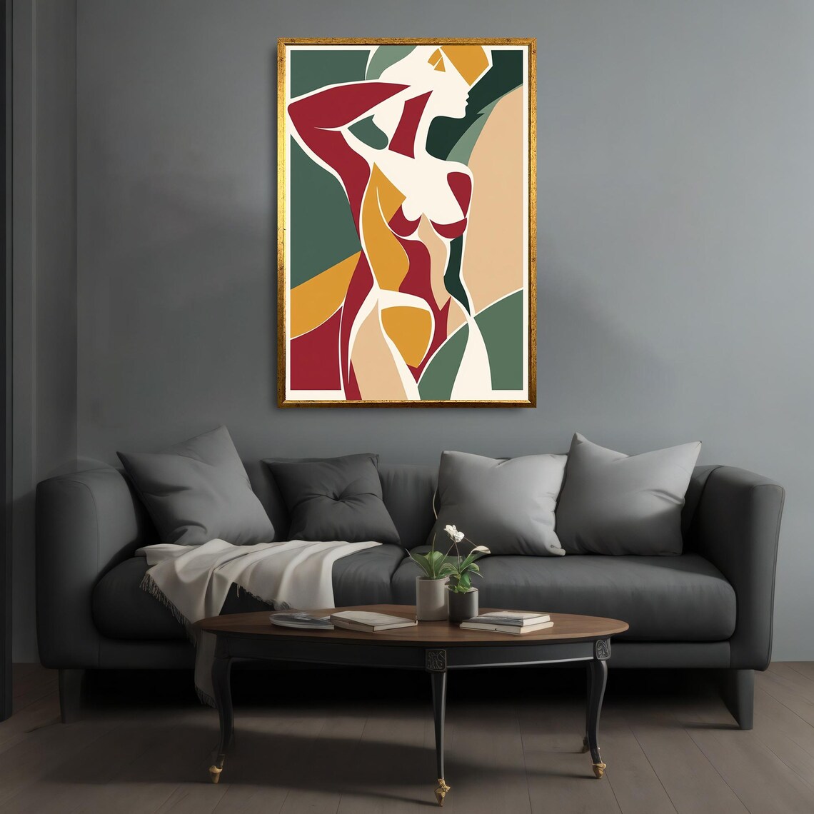 Colorful Abstract Woman Figure Modernist Body Art Wall Poster - Image 4