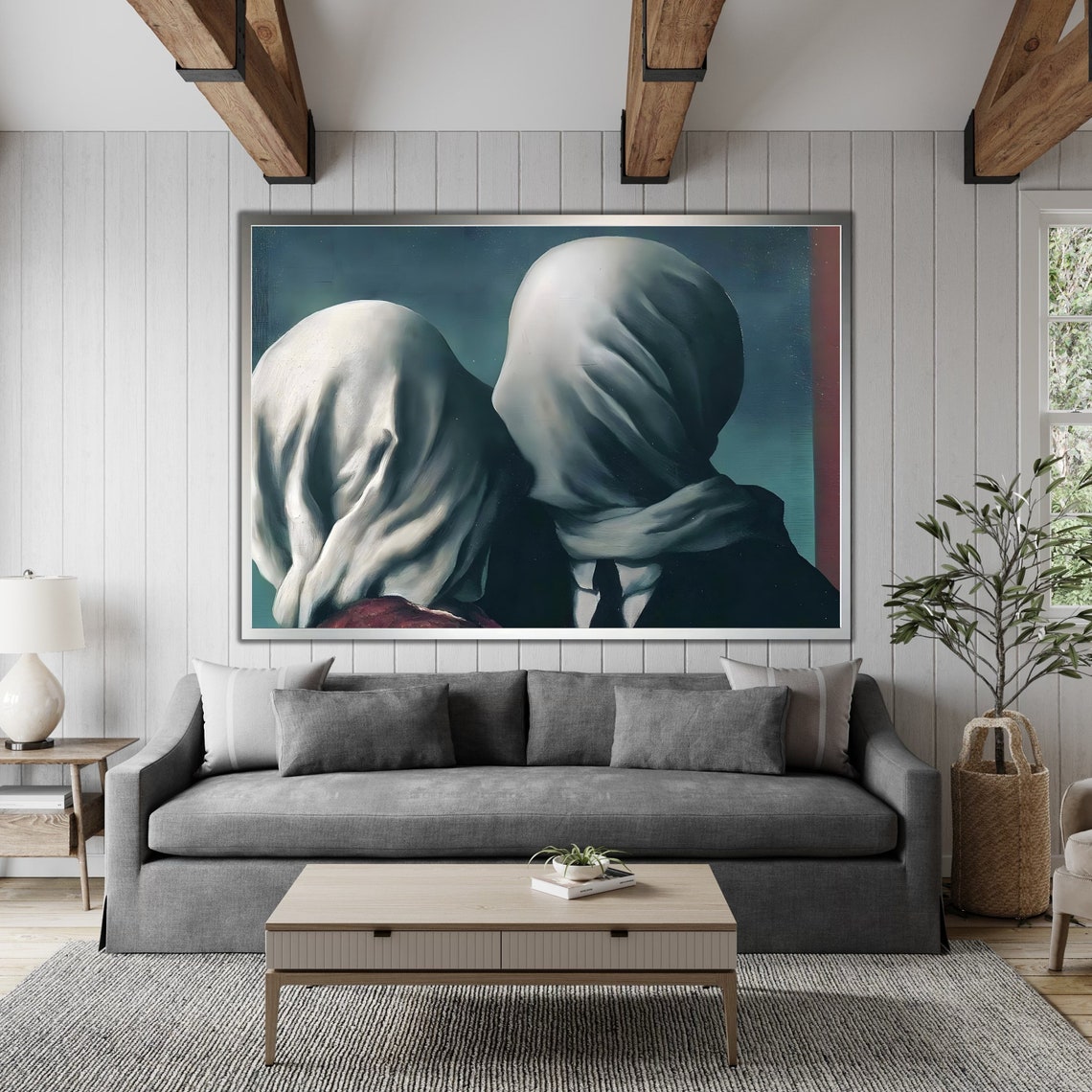 Rene Magritte The Lovers Surrealist Veiled Couple Embrace Art Print - Image 4