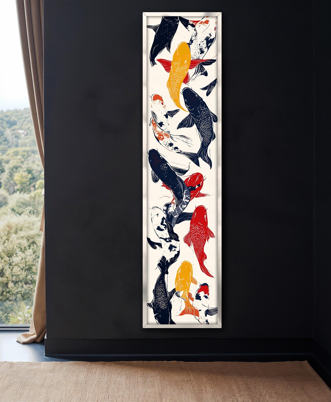 Colorful Koi Fish Painting Japanese Inspired Wall Decor Vibrant Home Accent Large Artwork Vertical Wall Art Gift Idea - Image 4