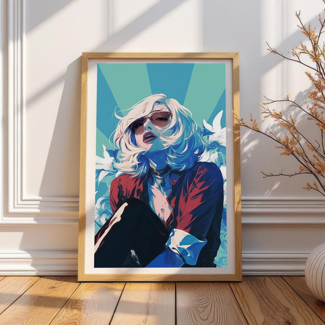 Bold Abstract Figure With Sunglasses Wall Deco Graphic Art Print Statement Stylish Illustration