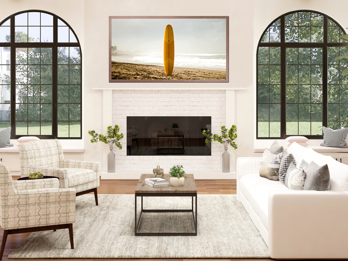 Frame Tv Art Beach Landscape Surfboard Frame Tv Art Tv Art For Frame Instant - Image 3