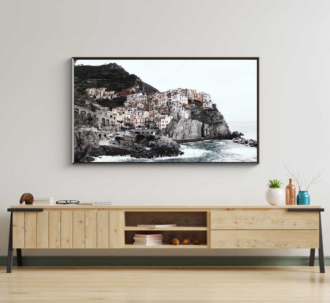 Beach Town in Italy Travel Poster, Coastal Decor