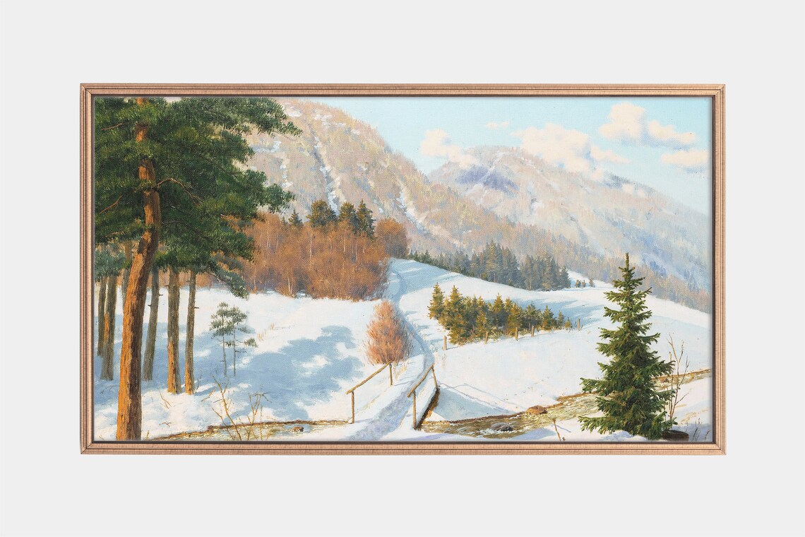 Winter Forest Landscape, Vintage Winter Art Print