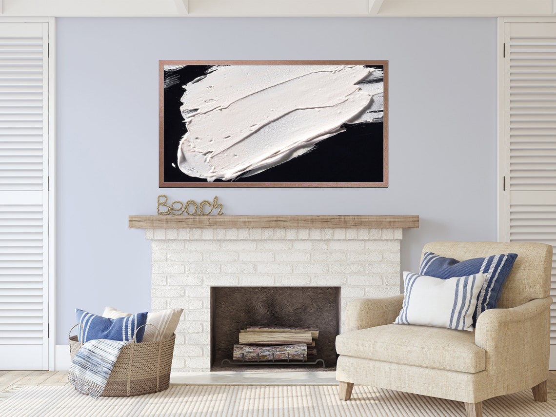 Black And White Abstract Palette Knife Paint Strokes Texture Art Print - Image 2