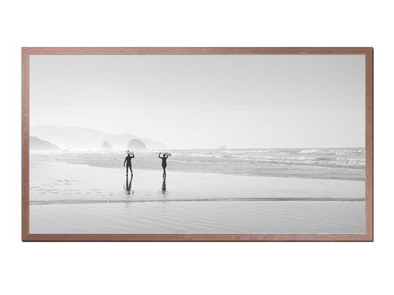 Frame Tv Art Frame Tv Art Surfer Wall Art Black And White Art Beach Wall Art Art For Tv