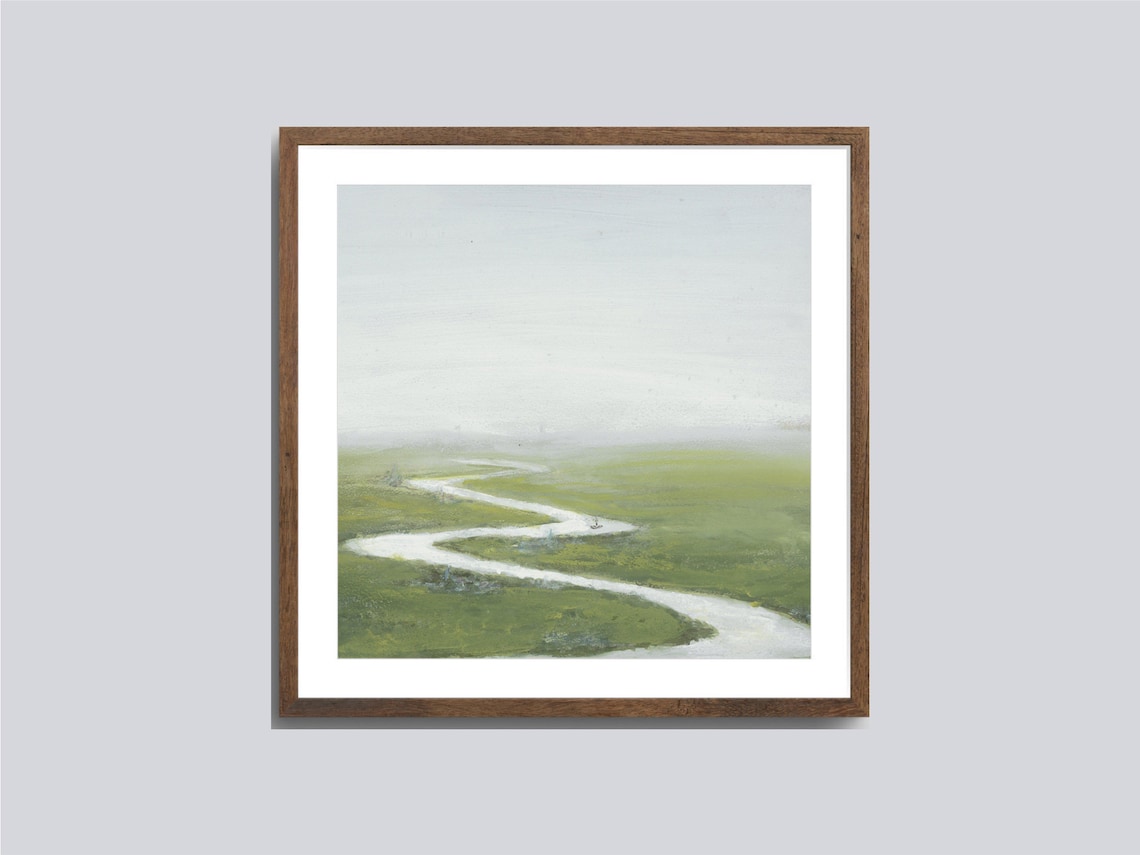 Vintage River Landscape Wall Art Print