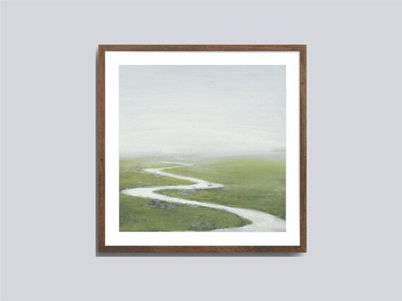Vintage River Landscape Wall Art Print