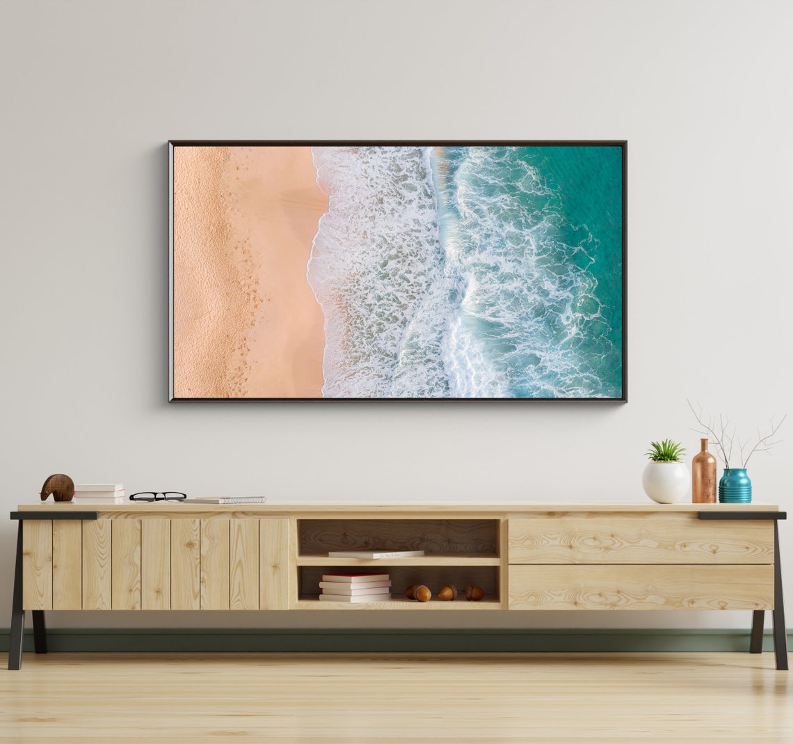 Aerial Ocean Waves Sandy Shore Drone Beach Photography Wall Art Poster - Image 2
