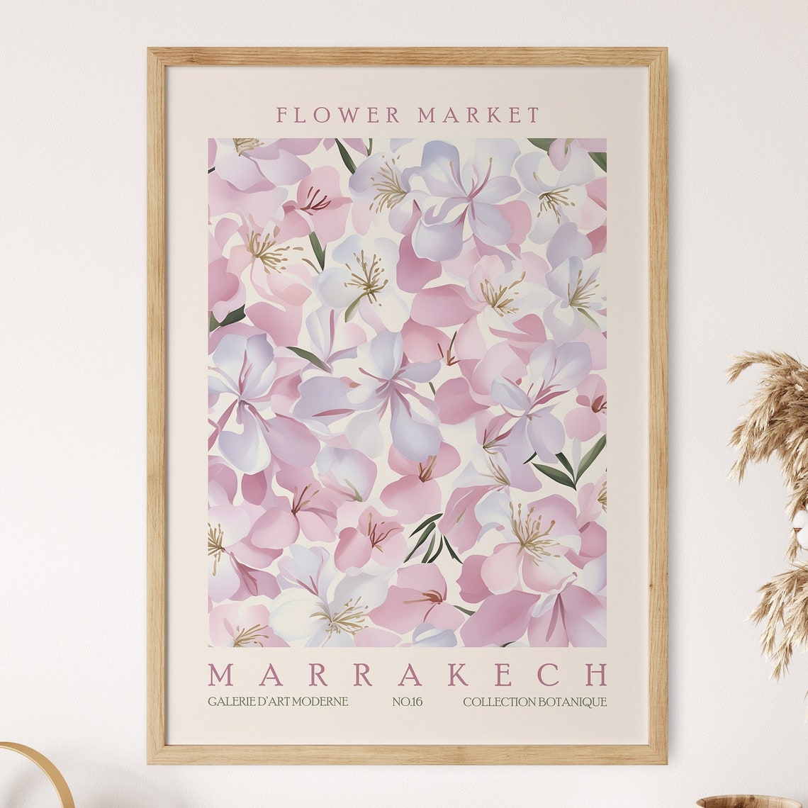 Flower Market Marrakech Oleander Blossom Botanical Art Poster
