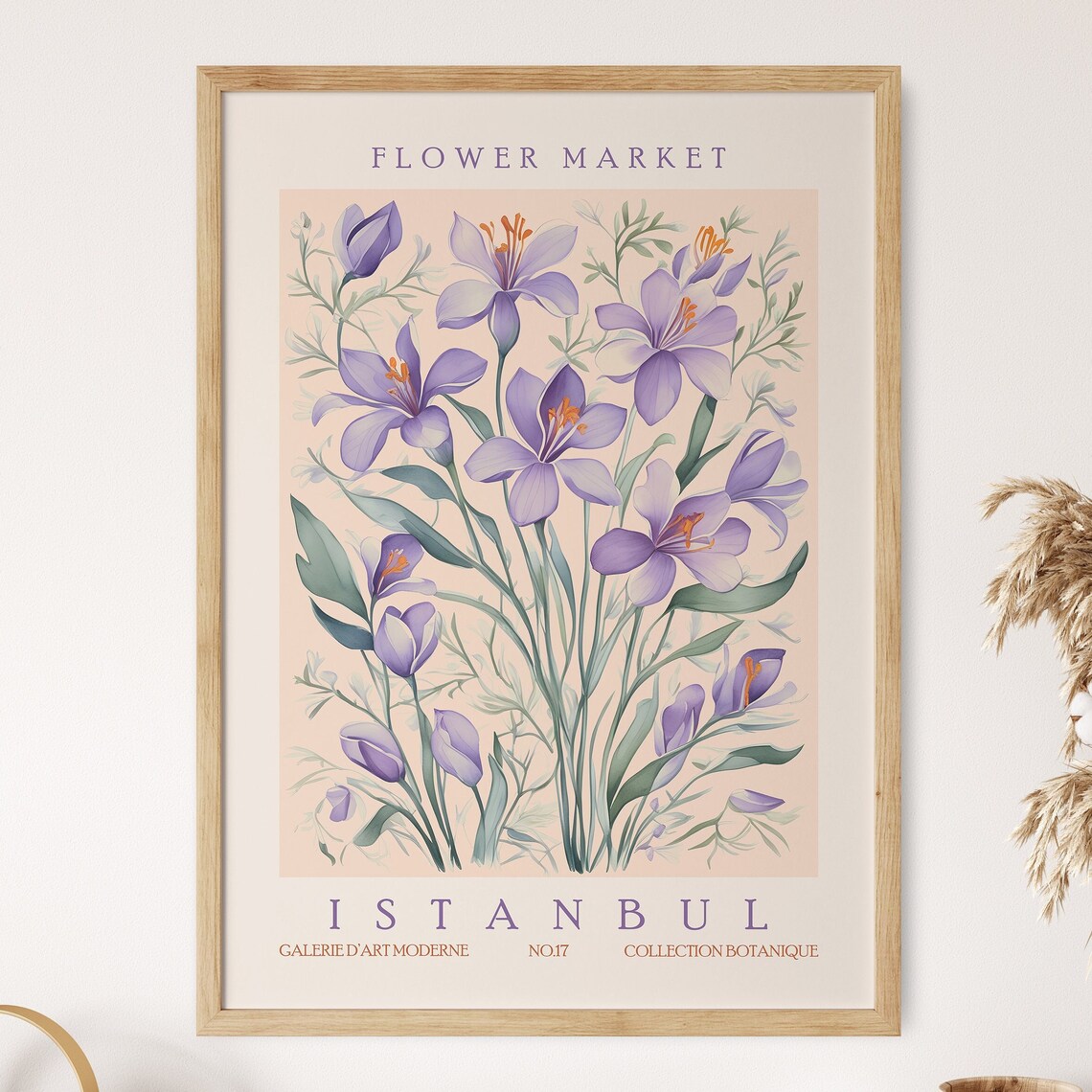 Flower Market Istanbul Saffron Blossom Purple Botanical Poster
