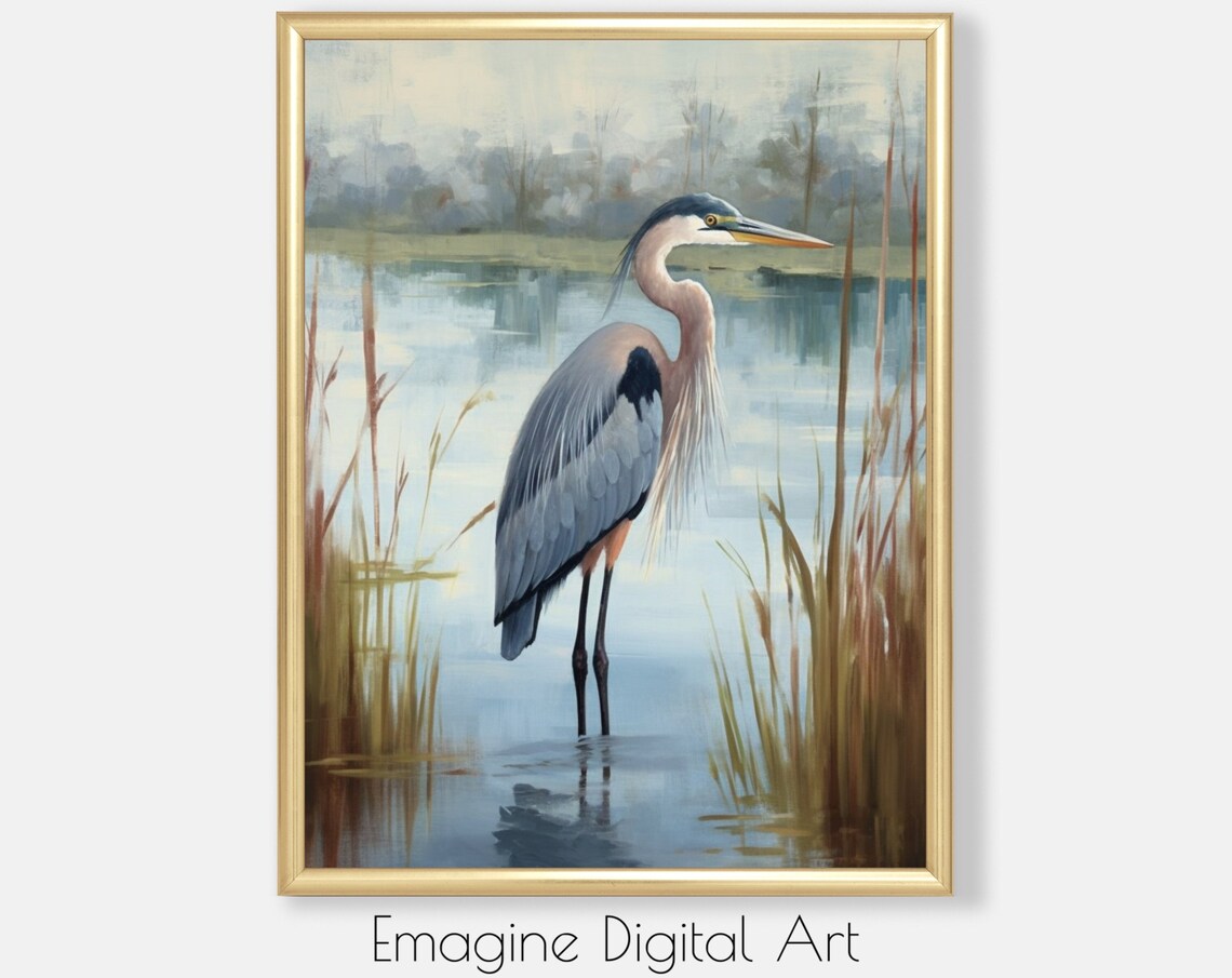 Heron Natural Habitat Wildlife Art Print
