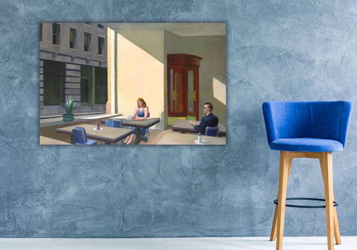 Edward Hopper Sunlight in a Cafeteria Lonely Diner Painting Poster