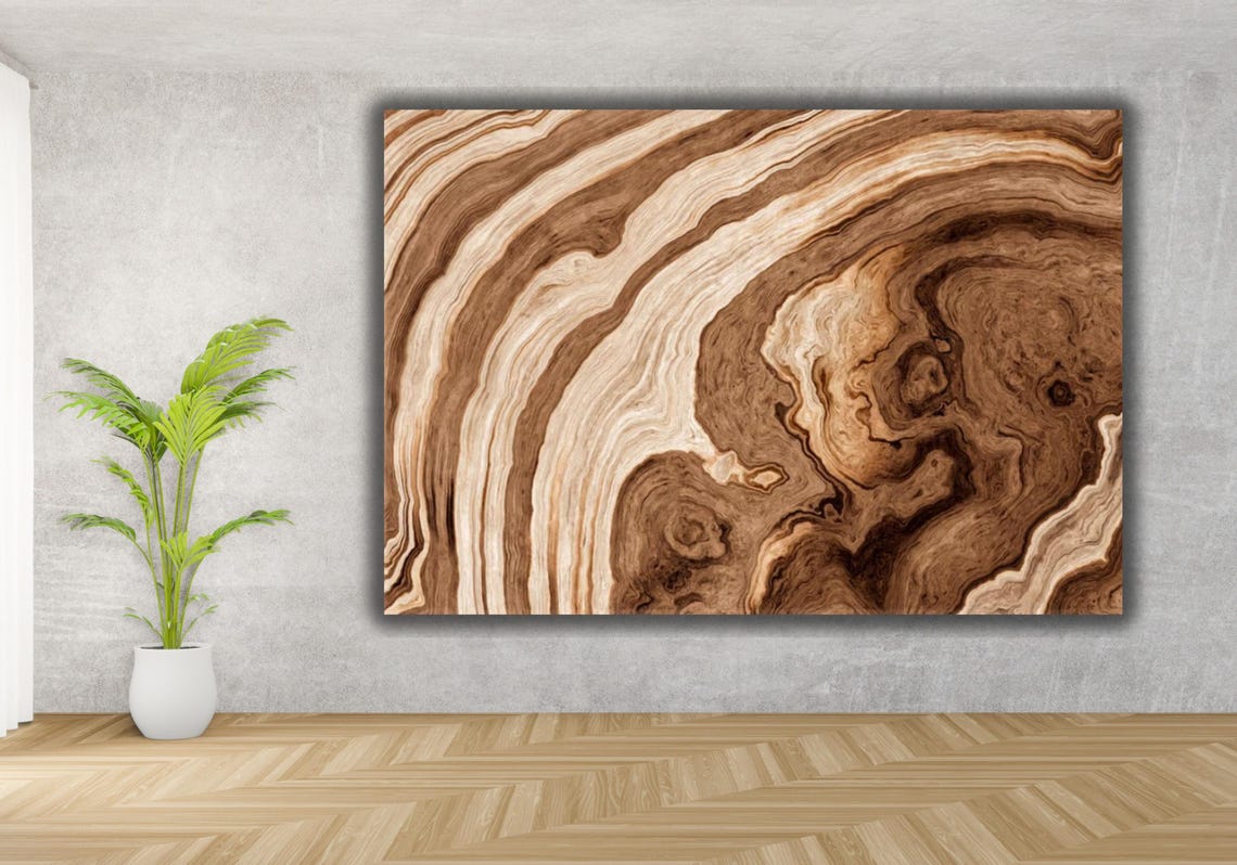 Natural Wood Grain Swirls Brown Abstract Earth Tone Art Poster - Image 3