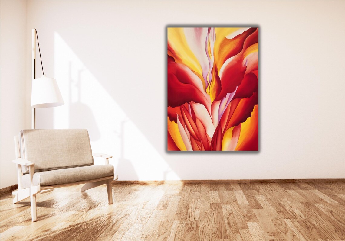 Red Yellow Flower Blossom Close Up Abstract Bold Floral Art Poster - Image 3