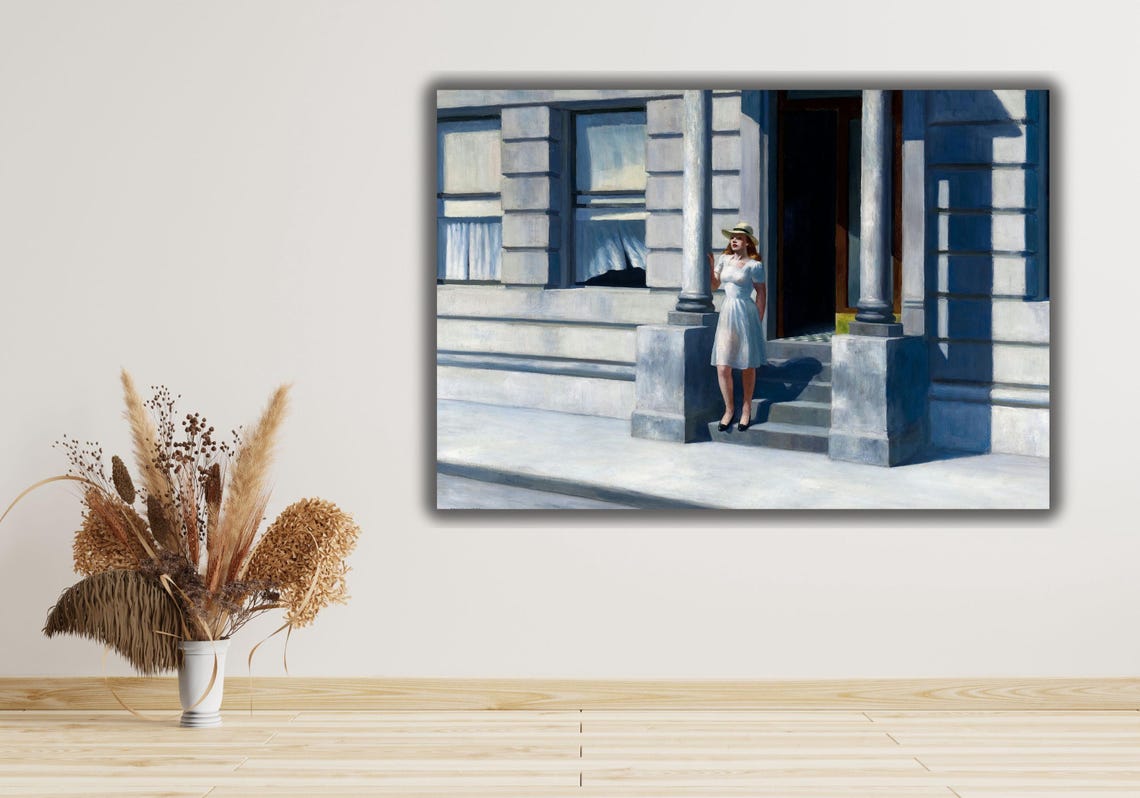 Edward Hopper Summertime Woman On Brownstone Steps Realism Poster - Image 3