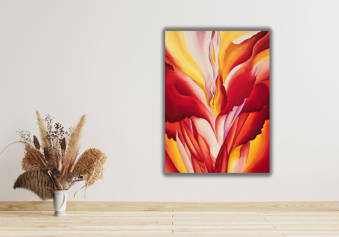 Red Yellow Flower Blossom Close Up Abstract Bold Floral Art Poster - Image 2
