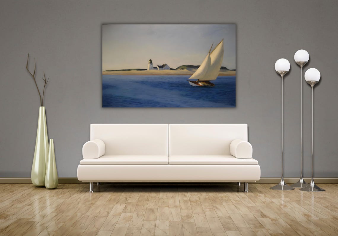 Edward Hopper The Long Leg Sailboat Lighthouse Seascape Poster - Image 3