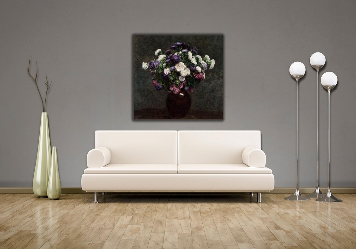Henri Fantin Latour Asters Bouquet Floral Still Life Painting Poster - Image 2