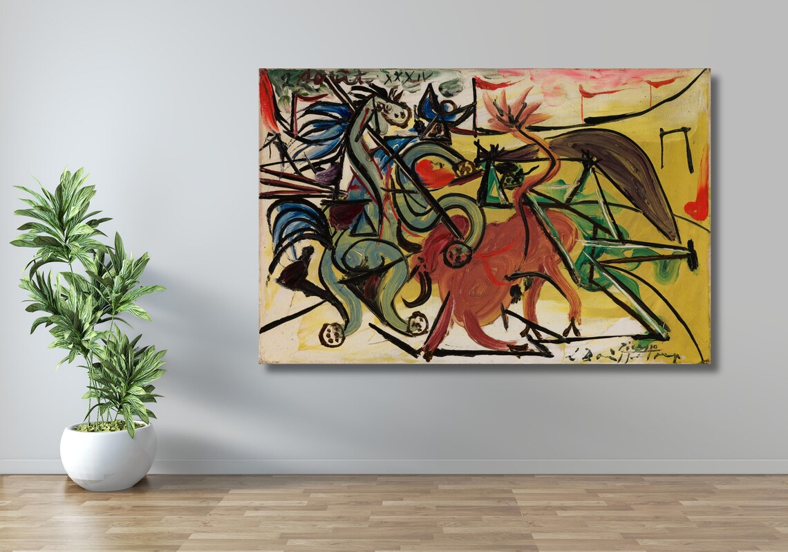Pablo Picasso Bullfight Corrida Horse Bull Abstract Art Poster - Image 3