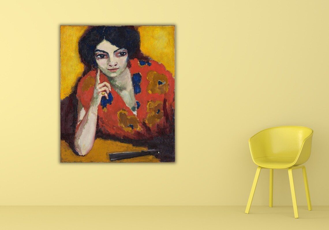 Fauvist Woman Portrait Red Floral Shawl Bold Color Art Poster - Image 2