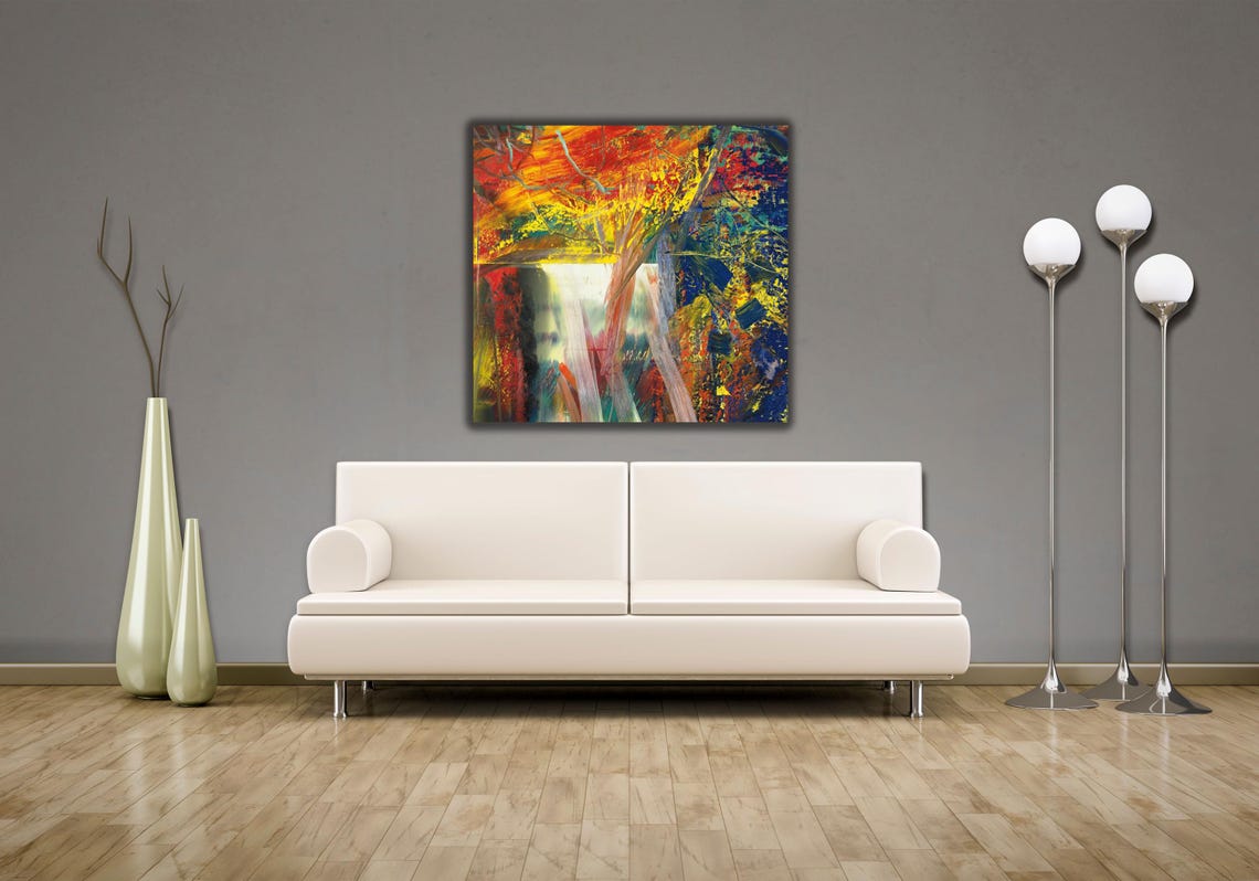 Gerhard Richter Abstract Painting Fiery Red Yellow Blue Modern Poster - Image 2