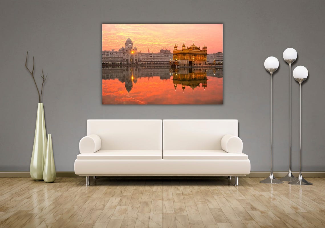 Golden Temple Amritsar Sunset Reflection Sacred Shrine Art Poster - Image 2