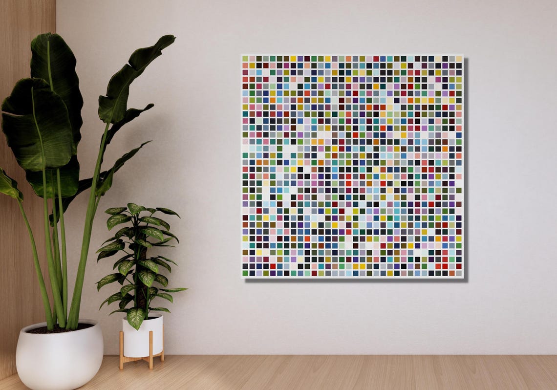 Multicolor Pixel Mosaic Square Grid Abstract Pop Fun Art Poster - Image 3
