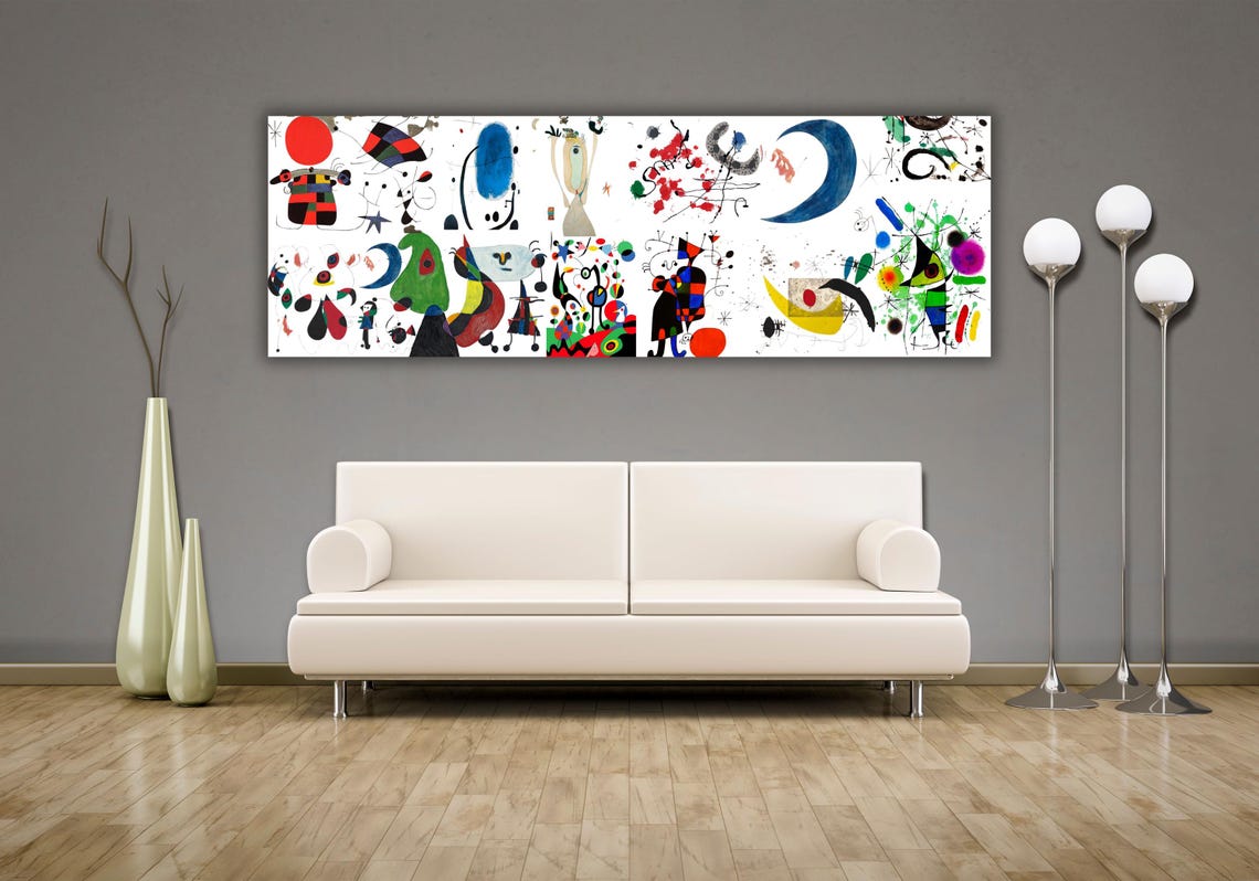 Joan Miro Panoramic Surrealist Abstract Colorful Shapes Poster - Image 3