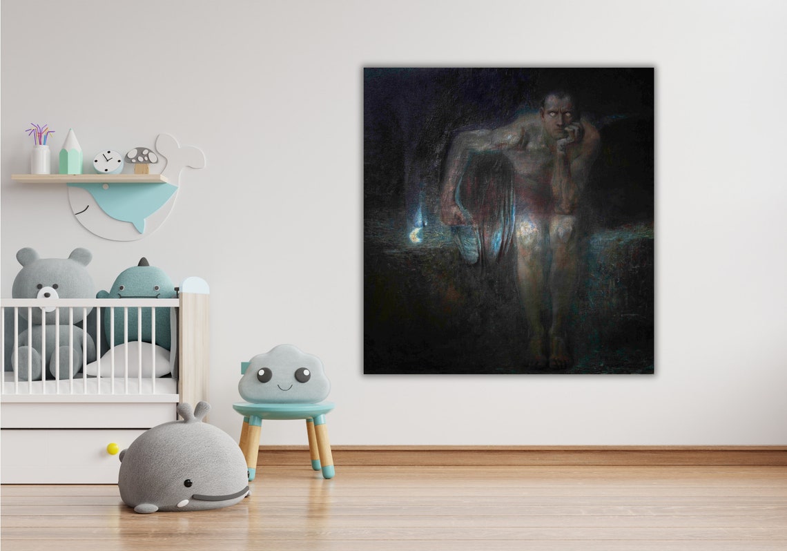 Dark Gothic Figure With Coffin Night Symbolist Painting Poster - Image 2
