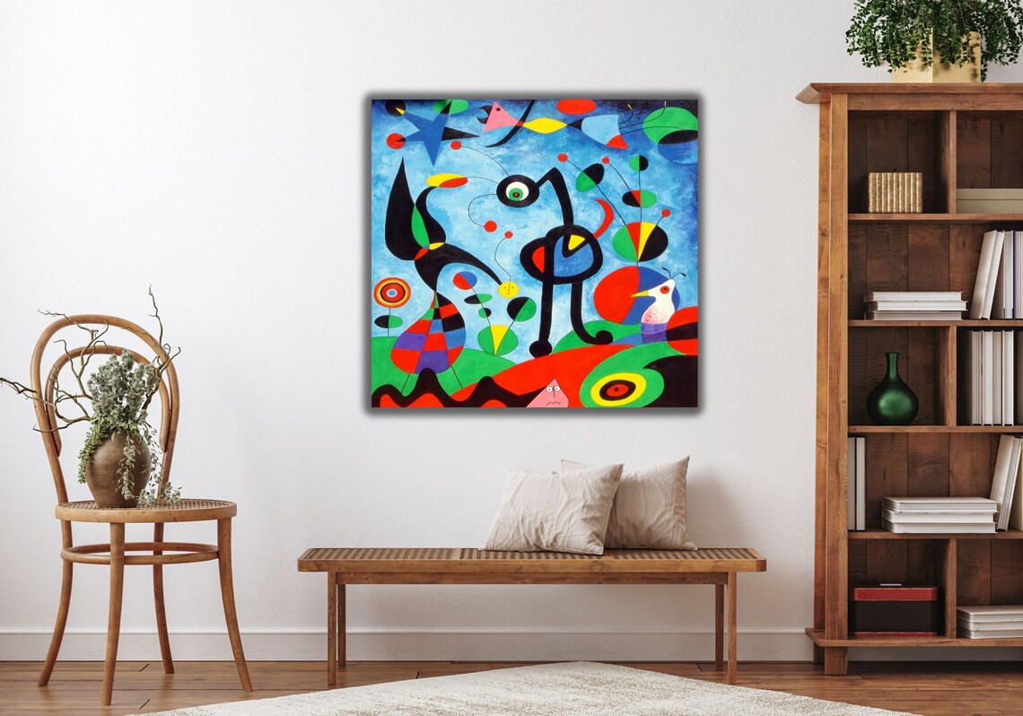 Playful Colorful Abstract Birds Shapes Surrealist Modern Art Poster - Image 2
