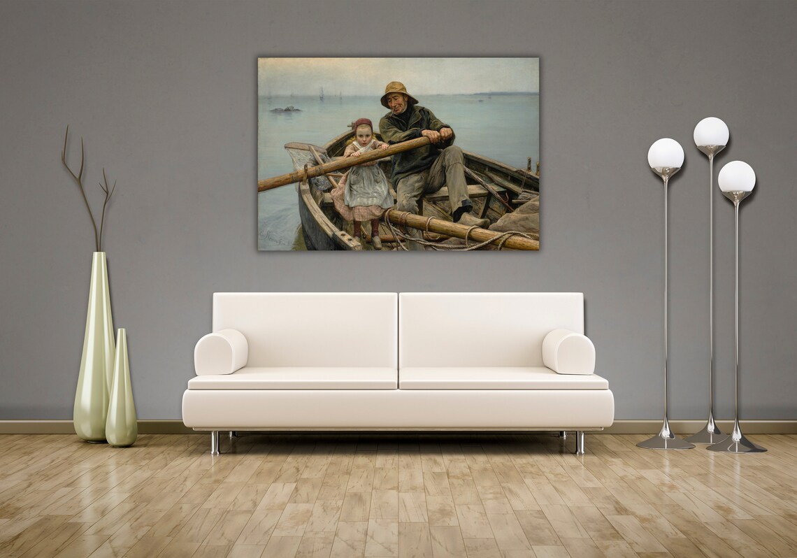 Renouf The Helping Hand 1881 Fisherman Girl Rowboat Classic Art Poster - Image 3