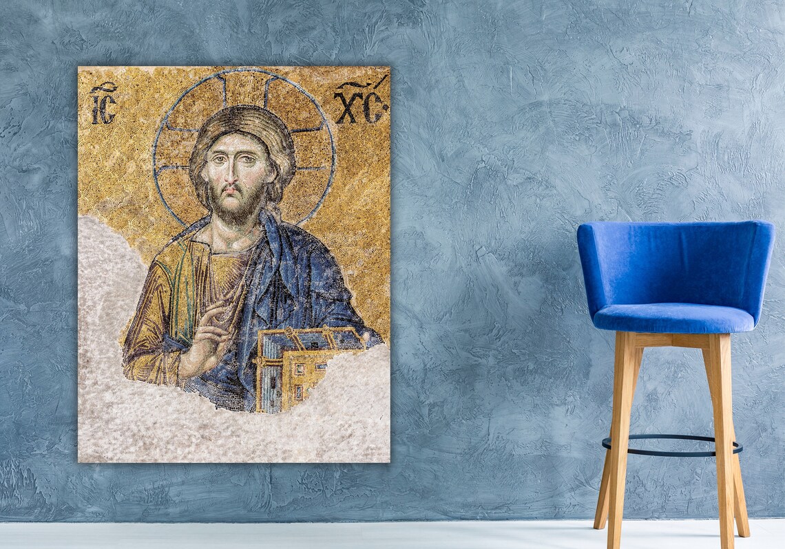 Christ Pantocrator Hagia Sophia 13th Century Gold Mosaic Art Poster - Image 2