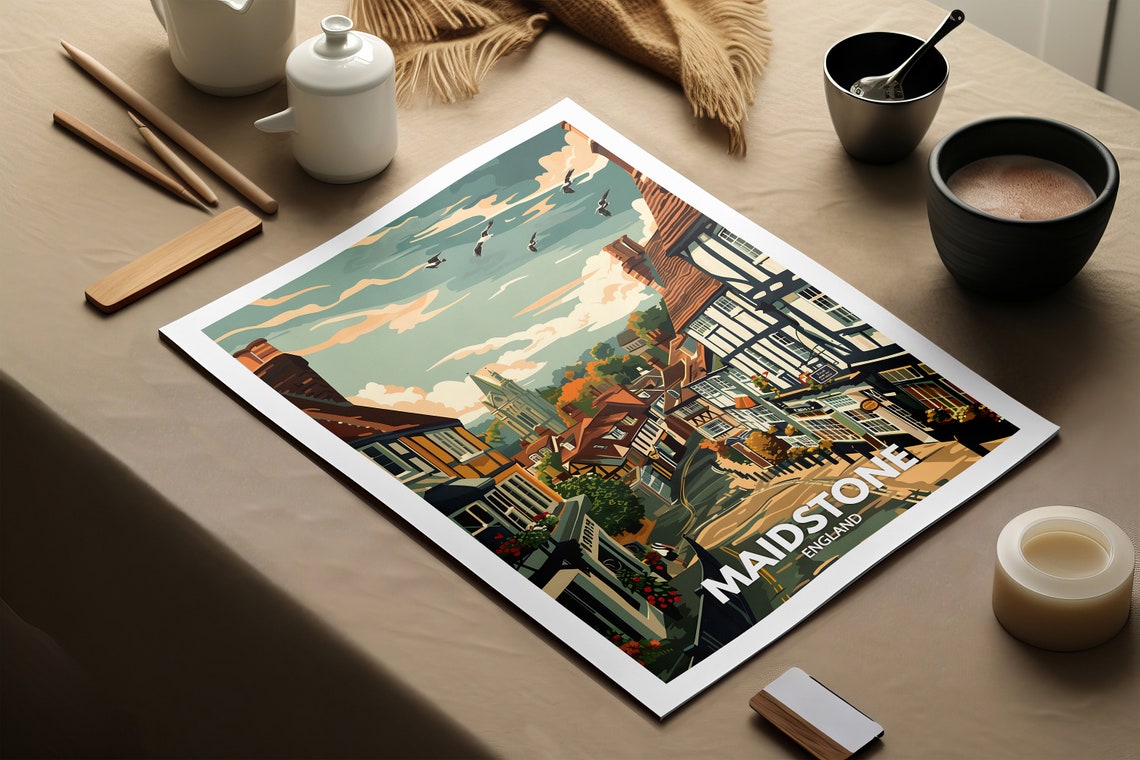 Maidstone Timbered High Street Church Spire Kent England Poster - Image 2