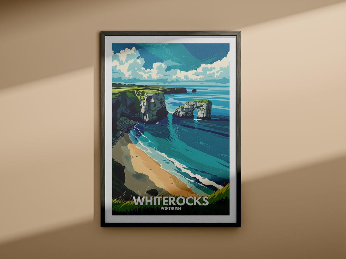 Whiterocks Portrush Dramatic Limestone Cliffs Sea Arch Poster - Image 4