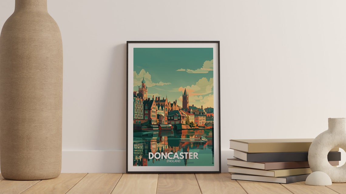 Doncaster Riverside Old Town Evening Reflections England Poster - Image 3