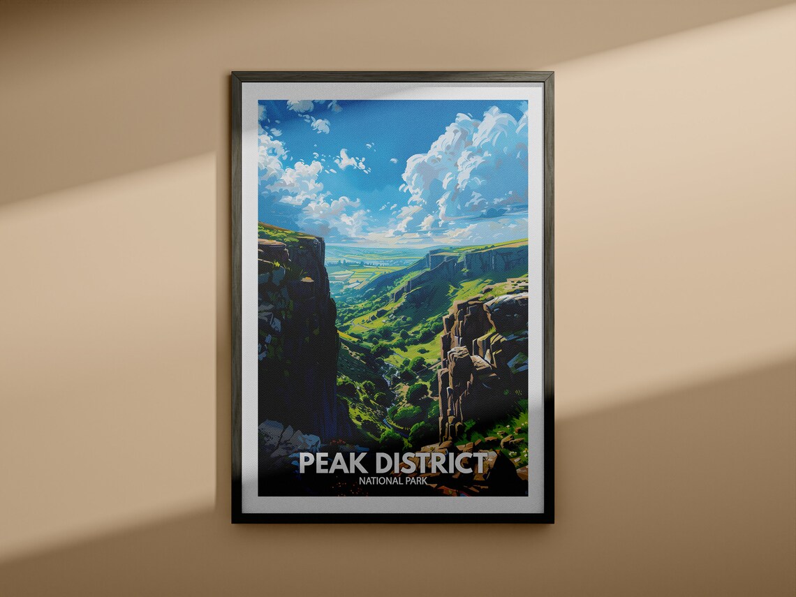 Peak District National Park Limestone Gorge Valley Landscape Travel Poster - Image 4
